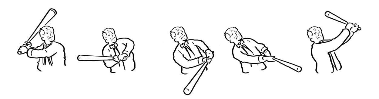 animatie sequence uit whiteboard animatie van een man met baseball knuppel.